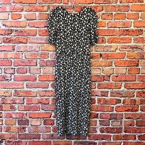 Black and White Floral Free People Rosie Knit Midi Dress
